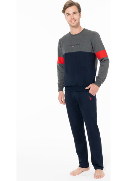 Erkek Bisiklet Yaka Uzun Kollu Pijama Takımı S26930 Cepli modelleri