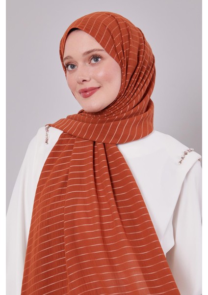 Kiremit Çizgili Cazz Şal