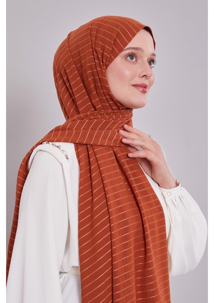 Kiremit Çizgili Cazz Şal fiyatları