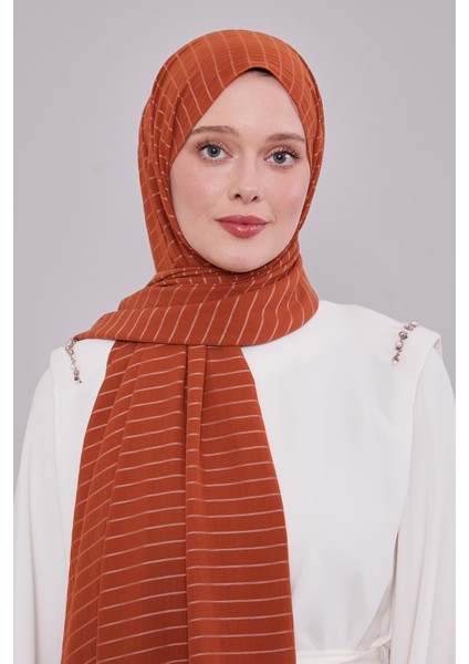 Kiremit Çizgili Cazz Şal modelleri