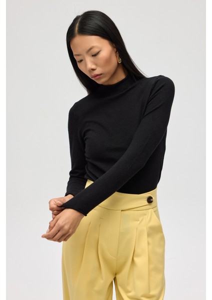 Serina Balıkçı Yaka Siyah Ince Triko