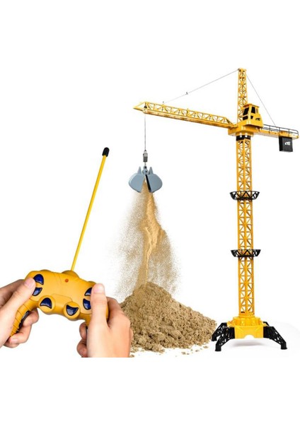 Oyuncak 128 cm Dev Boy Uzaktan Kumandalı Tam Otomatik Gövdesi ve Halatı Hareketli Şarjlı Kule Vinç indirimleri