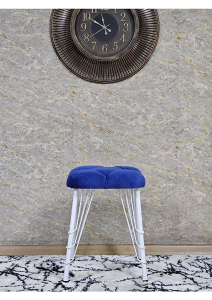 Kare Beyaz Boyalı Telli Ayaklı Tabure - Oturak - Bar Taburesi - Ayaklı Tabure Mavi Renk 33 x 48 Boyut/ebat modelleri