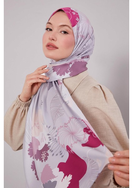 Gri Çiçek Desen Twill Şal fiyatları