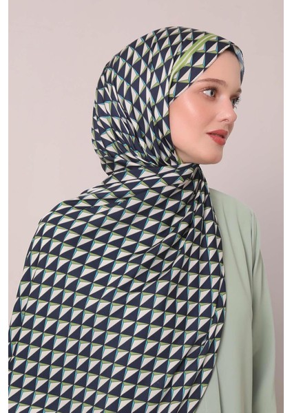 Lacivert Üçgen Desen Club Şal