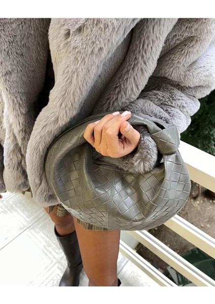 Düğüm Detaylı Örgülü Çanta Gri fırsatları