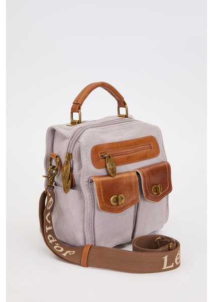 Gri Çift Gözlü Fermuarlı Omuz Çantası