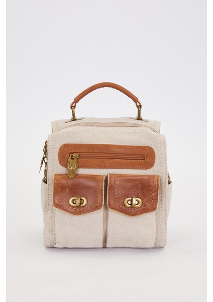 Krem Çift Gözlü Fermuarlı Omuz Çantası fiyatları