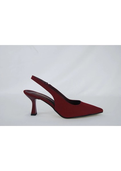 Kadın Vişne Saten Arkası Açık Mat Topuklu fırsatları