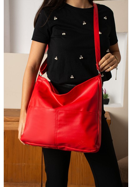 Kadın Modern Tasarımlı Geniş Hacimli Kaliteli Deri Salaş Omuz Çantası fiyatları