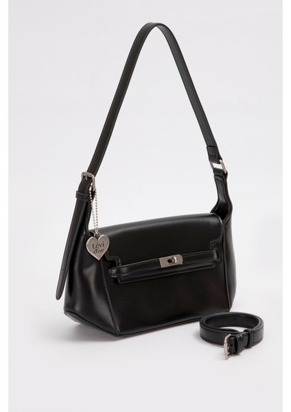 Siyah Kalp Aksesuar Detaylı Omuz Çantası fiyatları