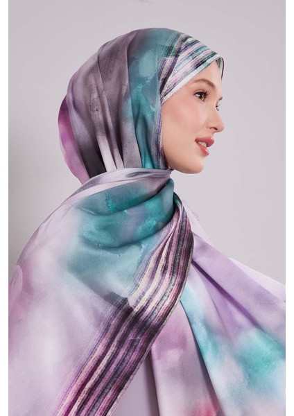 Mor Ebruli Desen Twill Şal