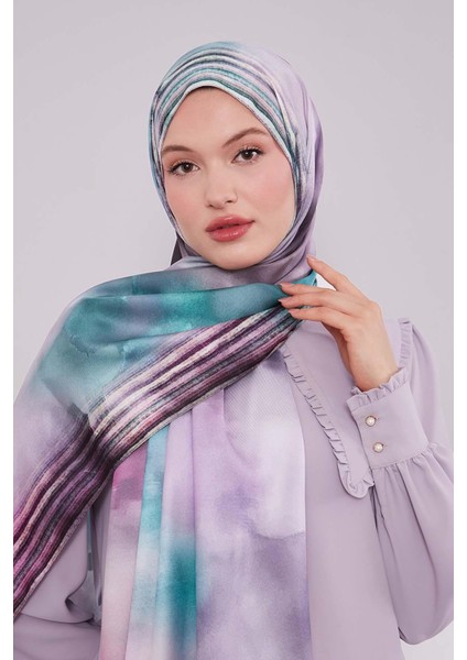 Mor Ebruli Desen Twill Şal modelleri