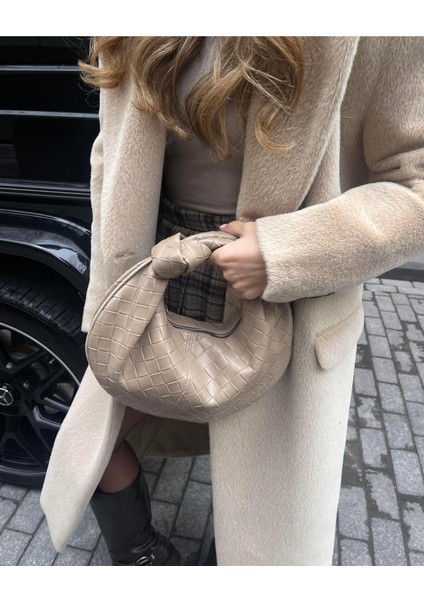 Düğüm Detaylı Örgülü Çanta Vizon modelleri