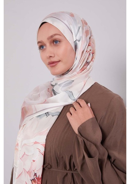 Krem Lotus Desen Hint Ipeği Şal modelleri