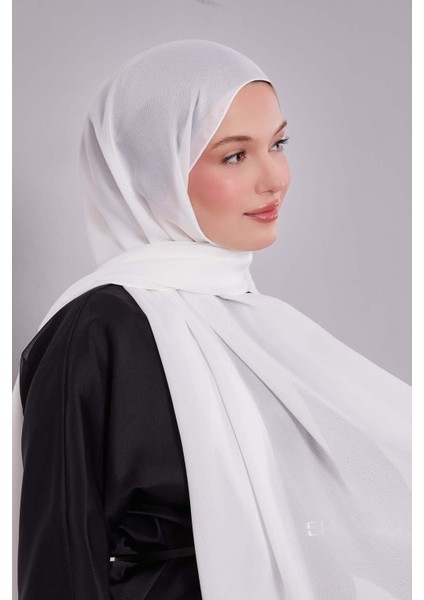 Kırık Beyaz Düz Premium Abiye Şal