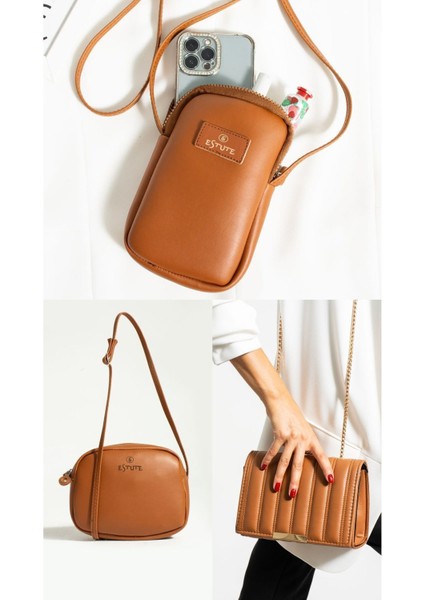 3’lü Paket Kadın Urban Çanta Telefonluk Çanta Zincirli Çapraz Çanta