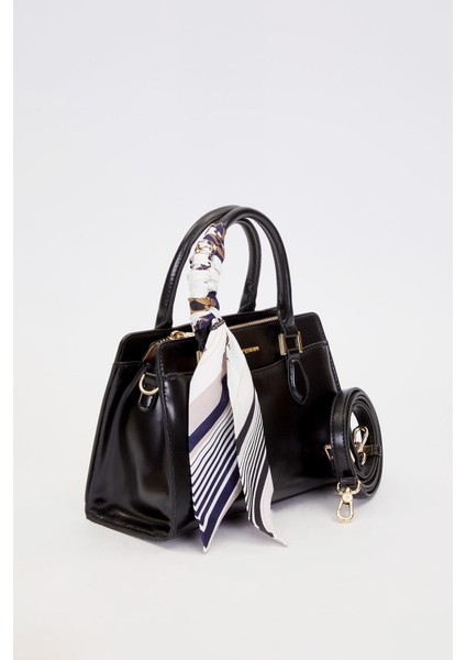 Siyah Fular Askı Süslü Omuz Çantası fiyatları