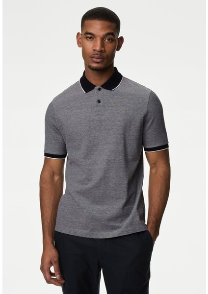 Saf Pamuklu Kısa Kollu Polo Yaka T-Shirt