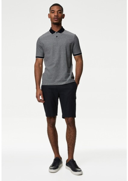 Saf Pamuklu Kısa Kollu Polo Yaka T-Shirt