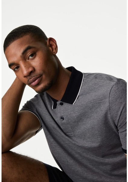 Saf Pamuklu Kısa Kollu Polo Yaka T-Shirt