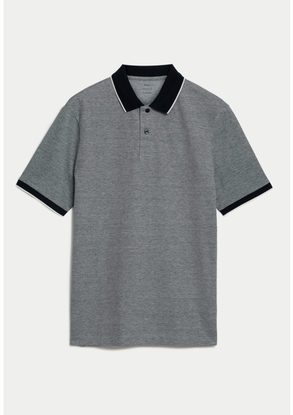 Saf Pamuklu Kısa Kollu Polo Yaka T-Shirt