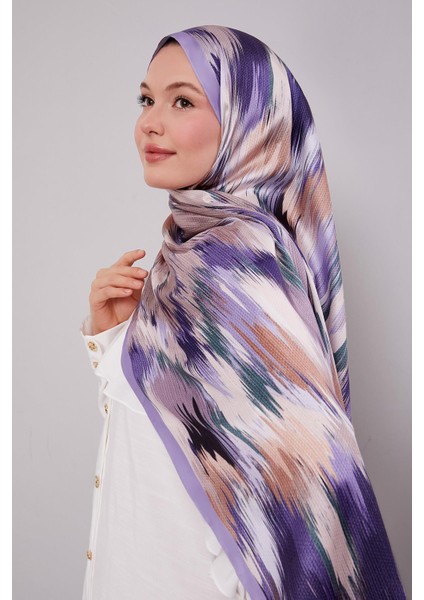Lila Alacalı Desen Twill Şal