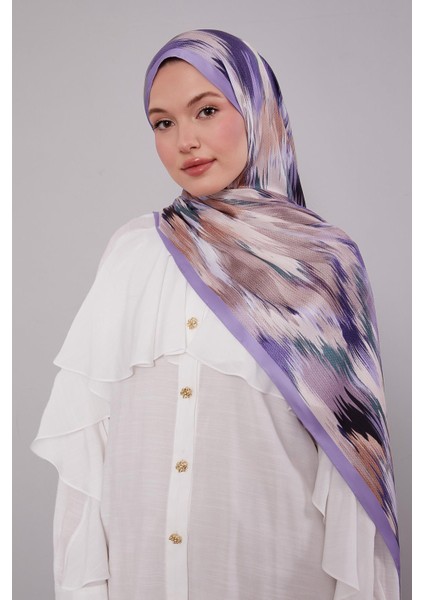 Lila Alacalı Desen Twill Şal modelleri