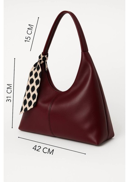 Kadın Fular Hediyeli Astarlı Büyük Boy Omuz Tote Çanta Geniş Hacim