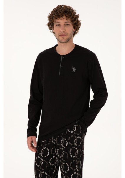 Erkek Bisiklet Yaka Uzun Kollu Pijama Takımı S26930 Cepli modelleri