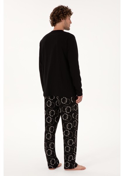 Erkek Bisiklet Yaka Uzun Kollu Pijama Takımı S26930 Cepli indirimleri