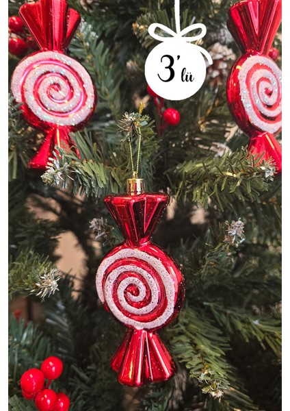 Büyük Boy Fiyonk Şeker Paketi Yılbaşı Ağaç Süsü 3lü Paket fiyatları