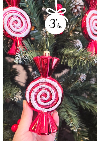 Büyük Boy Fiyonk Şeker Paketi Yılbaşı Ağaç Süsü 3lü Paket fırsatları