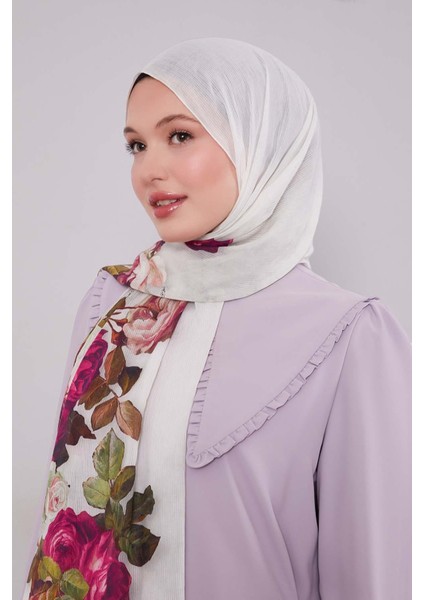 Mint Yeşili Çiçek Dalı Desen Pamuk Şal modelleri