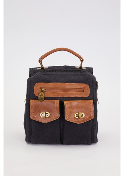 Siyah Çift Gözlü Fermuarlı Omuz Çantası fiyatları