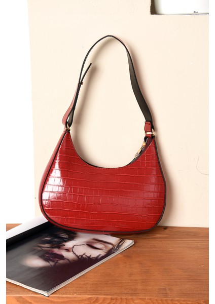 Kadın Baget Çanta Croco Deri Kaliteli Işçilik Kaliteli Deri
