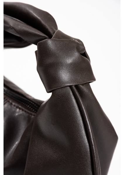 Kadin Mini Baget Dügüm Detaylı Fermuarlı El Çanta