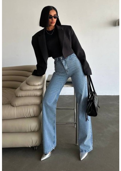 Tasarım Pinterst Model Kot Pantolon Jeans Ithal Kumaş Kalite Palazzo Pantolon