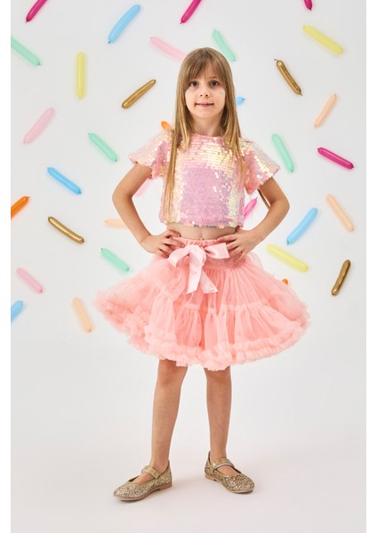 Somon Pullu Kız Çocuk Crop