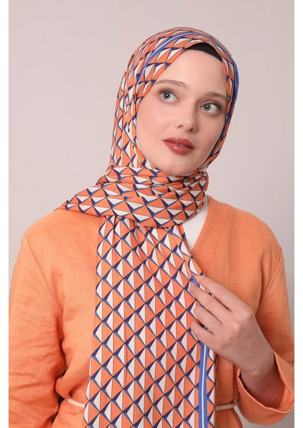 Oranj Üçgen Desen Club Şal