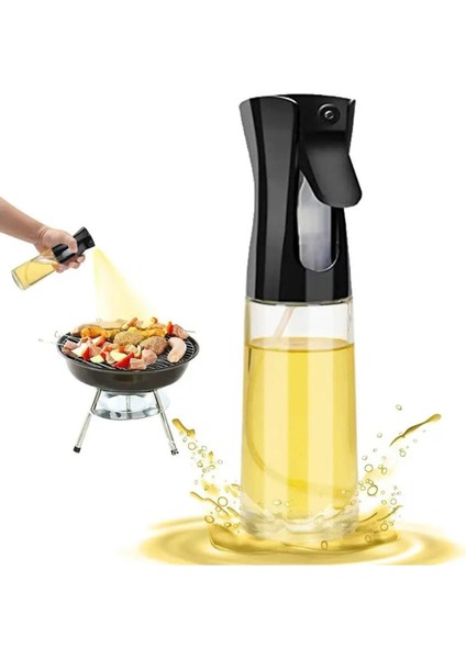 Çok Amaçlı Püskürtmeli Sprey Yağdanlık Cam Şişe 220ML - Siyah