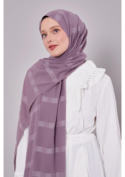 Mor Kendinden Çizgili Dream Şal