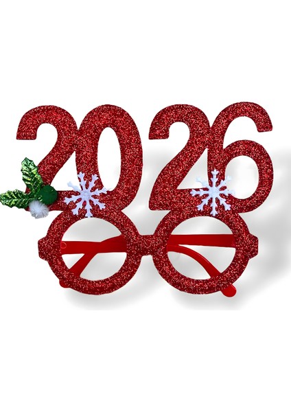 Yılbaşı Temal Kırmızı 2026 Yazılı Gözlük Yeni Yıl Parti Aksesuar fiyatları