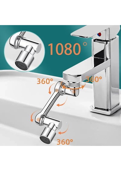1080 Derece Dönebilen Mutfak ve Lavabo Bataryası Akrobat Musluk Ucu