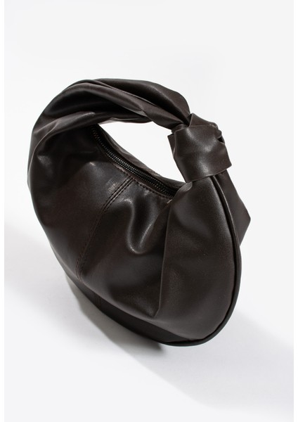 Kadin Mini Baget Dügüm Detaylı Fermuarlı El Çanta