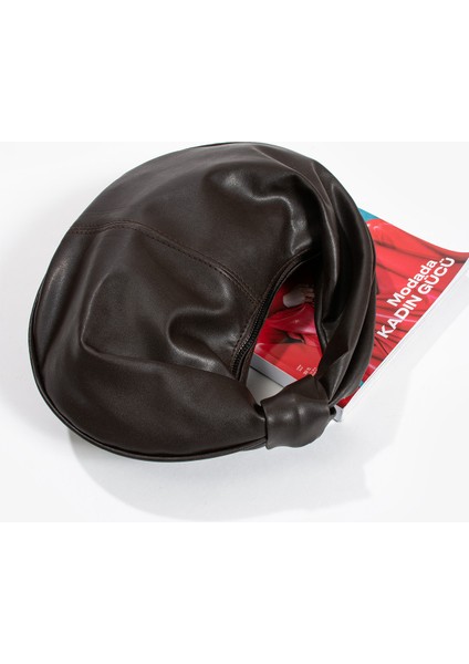 Kadin Mini Baget Dügüm Detaylı Fermuarlı El Çanta