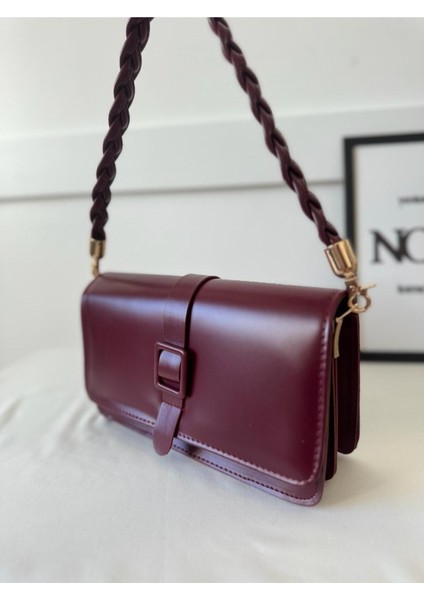 Kadın Bordo Örgü Saplı Model Premium Kalite El Çantası ve Çapraz Askılı Omuz Çantası fiyatları