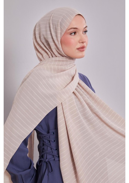 Bej Çizgili Cazz Şal