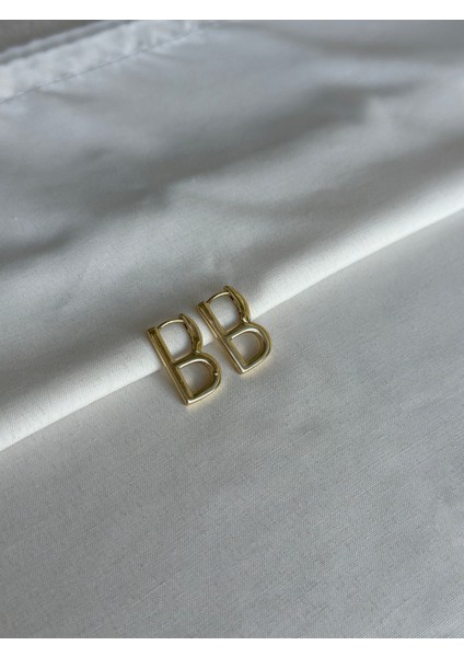 14 K Altın Kaplama Harf Küpe