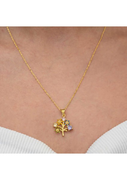 Gümüş Gold Renkli Hayat Ağacı Kadın Kolye fiyatları